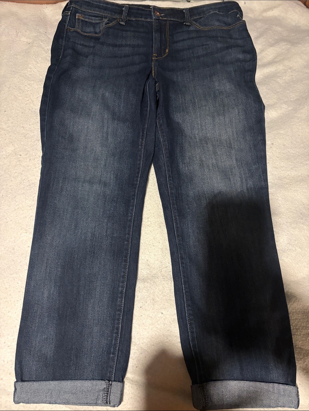 Levi Strauss Signature Modern Slim Cuffed Jeans Dark Wash Stretch Denim 33x24